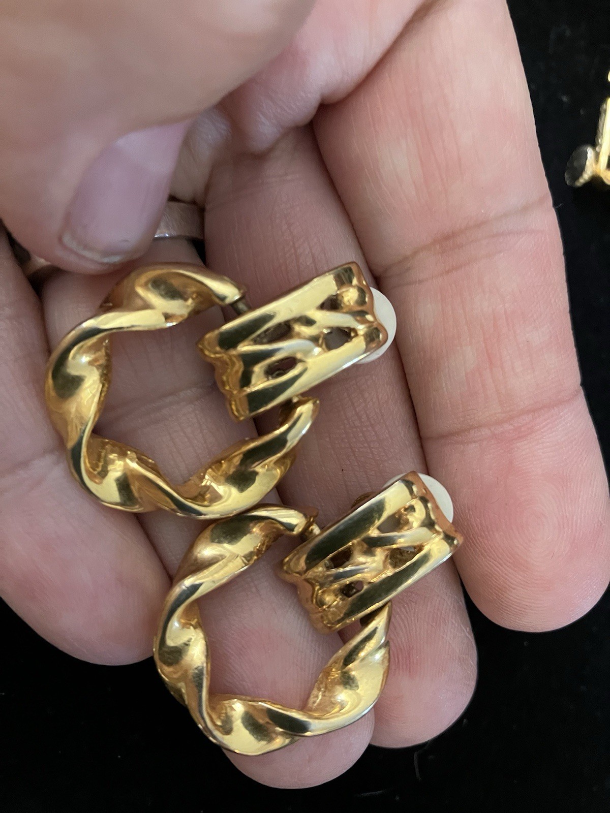 3 Pr Vtg Givenchy Clip On Earrings Chunky Doorknockers Cabochon X’s Signed