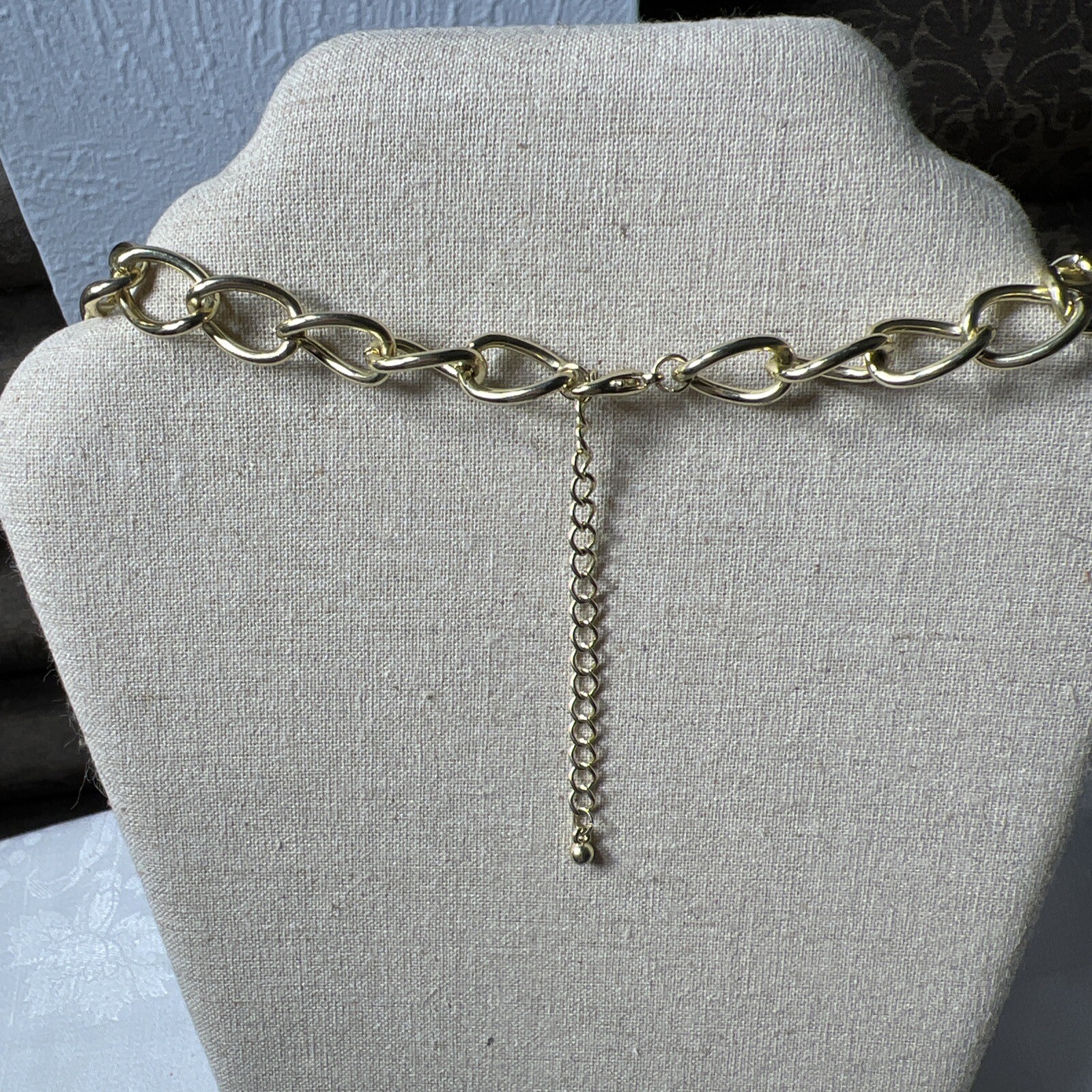 Large Link Amber Acrylic/lucite Two Tier Necklace With Gold Tone Spacer Links
