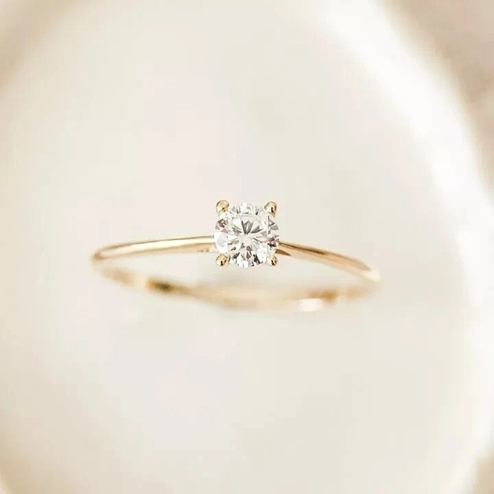 1Ct Round Cut Lab Created Diamond Solitaire 14K Yellow Gold Finish Wedding Ring