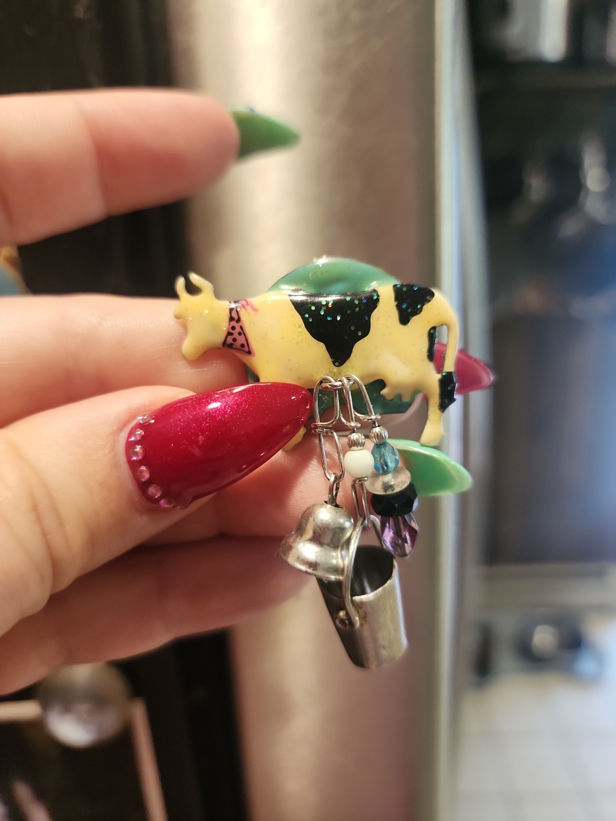 Vintage LUNCH AT THE RITZ Enamel Cow Pierced Earrings Signed. Retired. Rare!