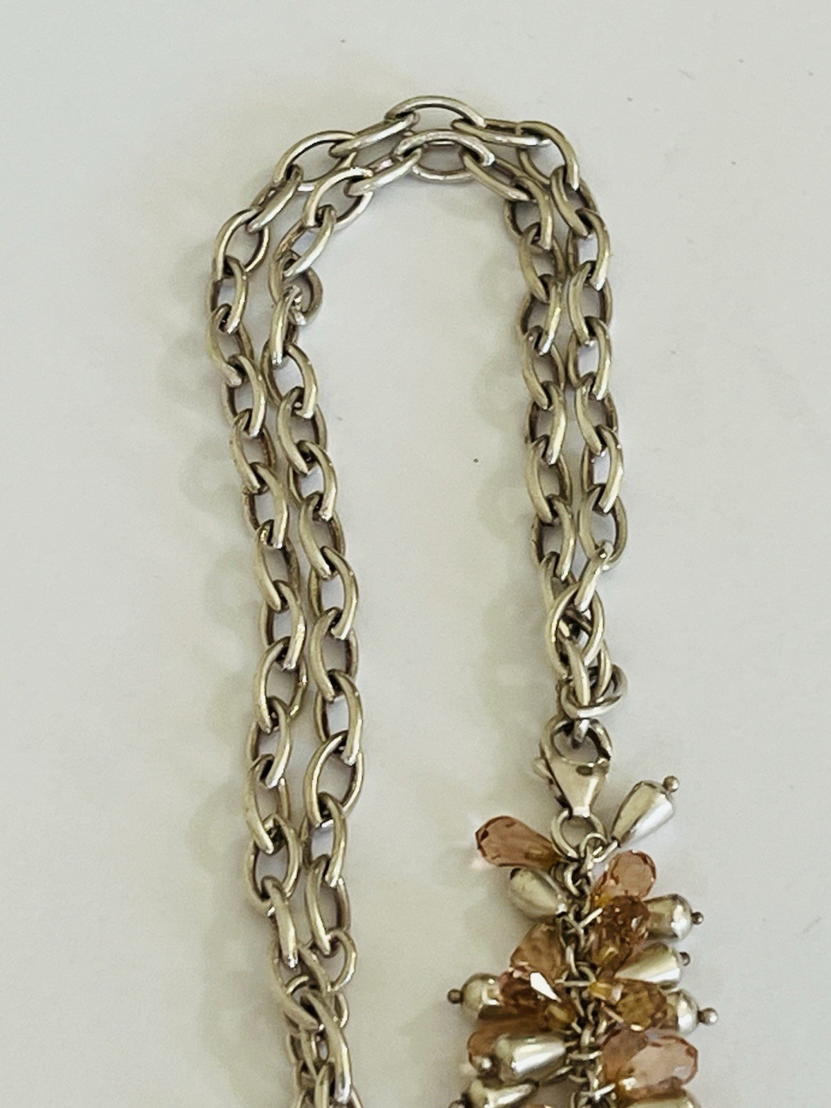 Vintage Sterling Silver Chain Citrine Drops Cluster Lariat Tassel Necklace 30g