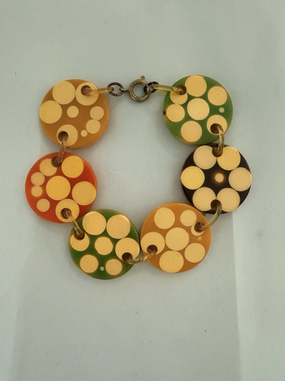 Vintage RARE Charles Elkaim Polka Dot Bakelite Bracelet