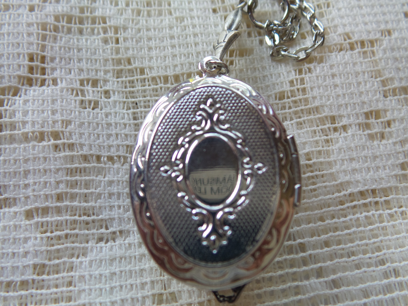 SILVER PLATED FILIGREE VICTORIAN CAMPHOR GLASS LOCKET