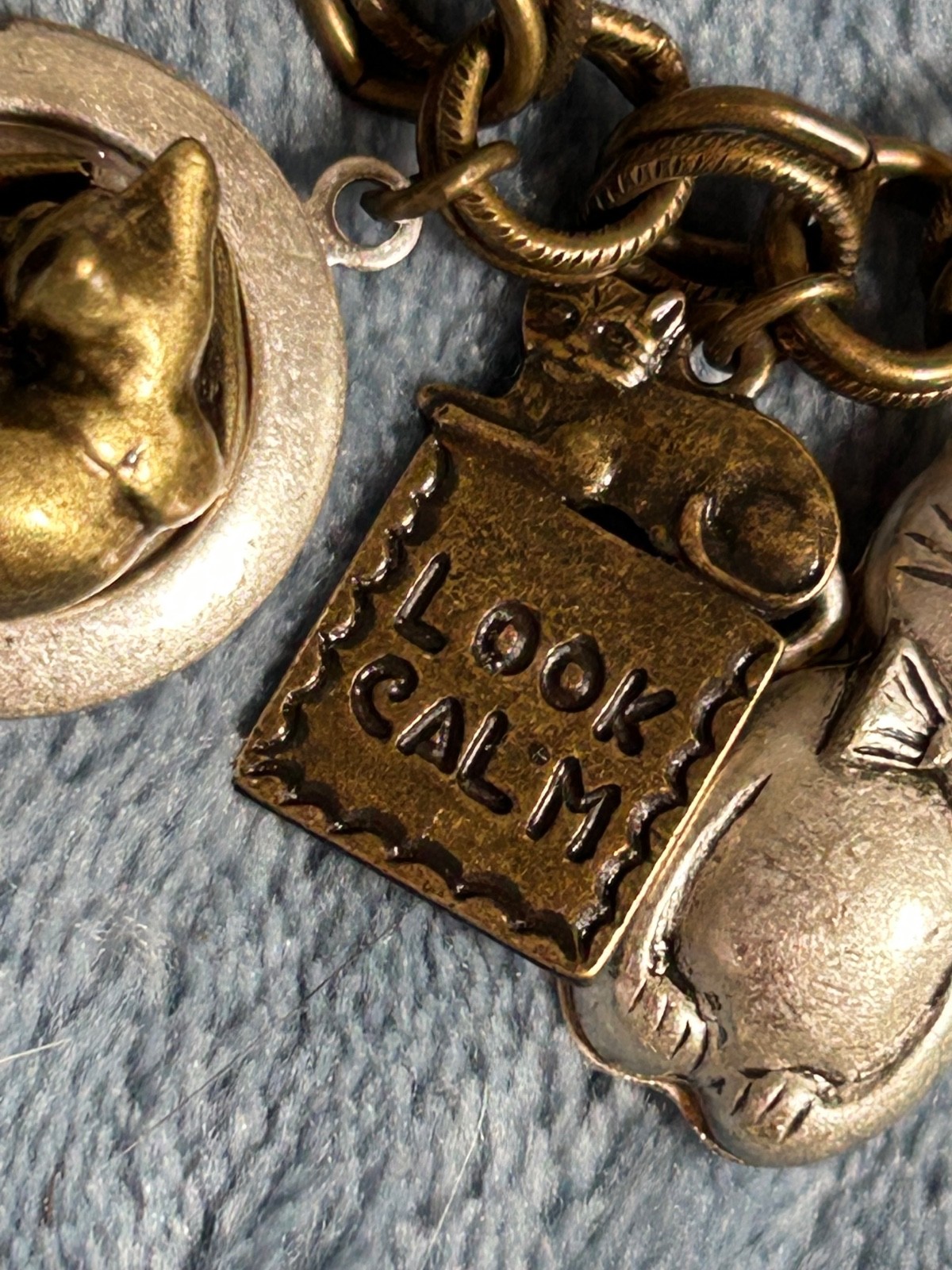 Sweet Romance Vintage Charm Bracelet cat kitty mouse themed nwot toggle closure