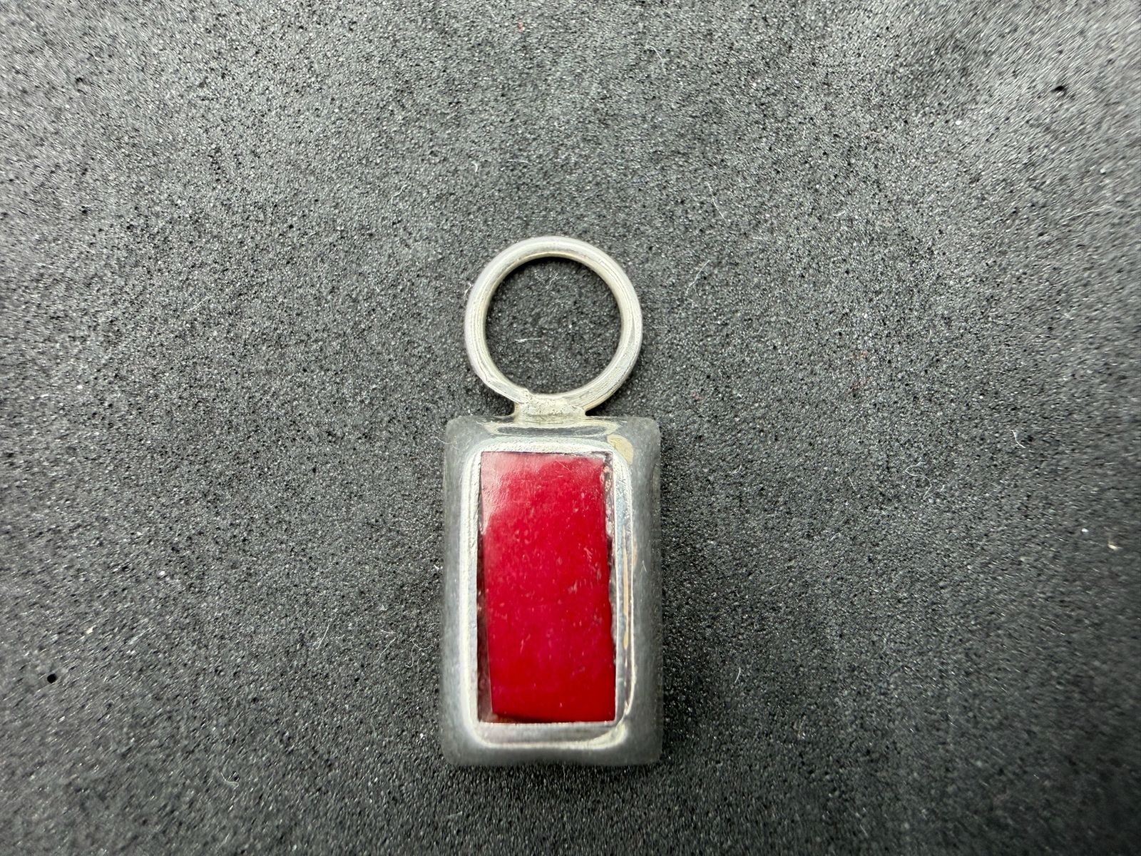 2.41g Vintage Sterling Silver 925 Rectangle Red Pendant Geometric Modern M