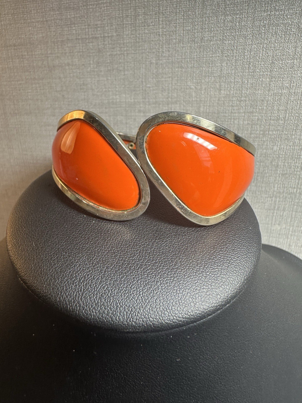 Vintage Orange Enameled Hinged Bracelet