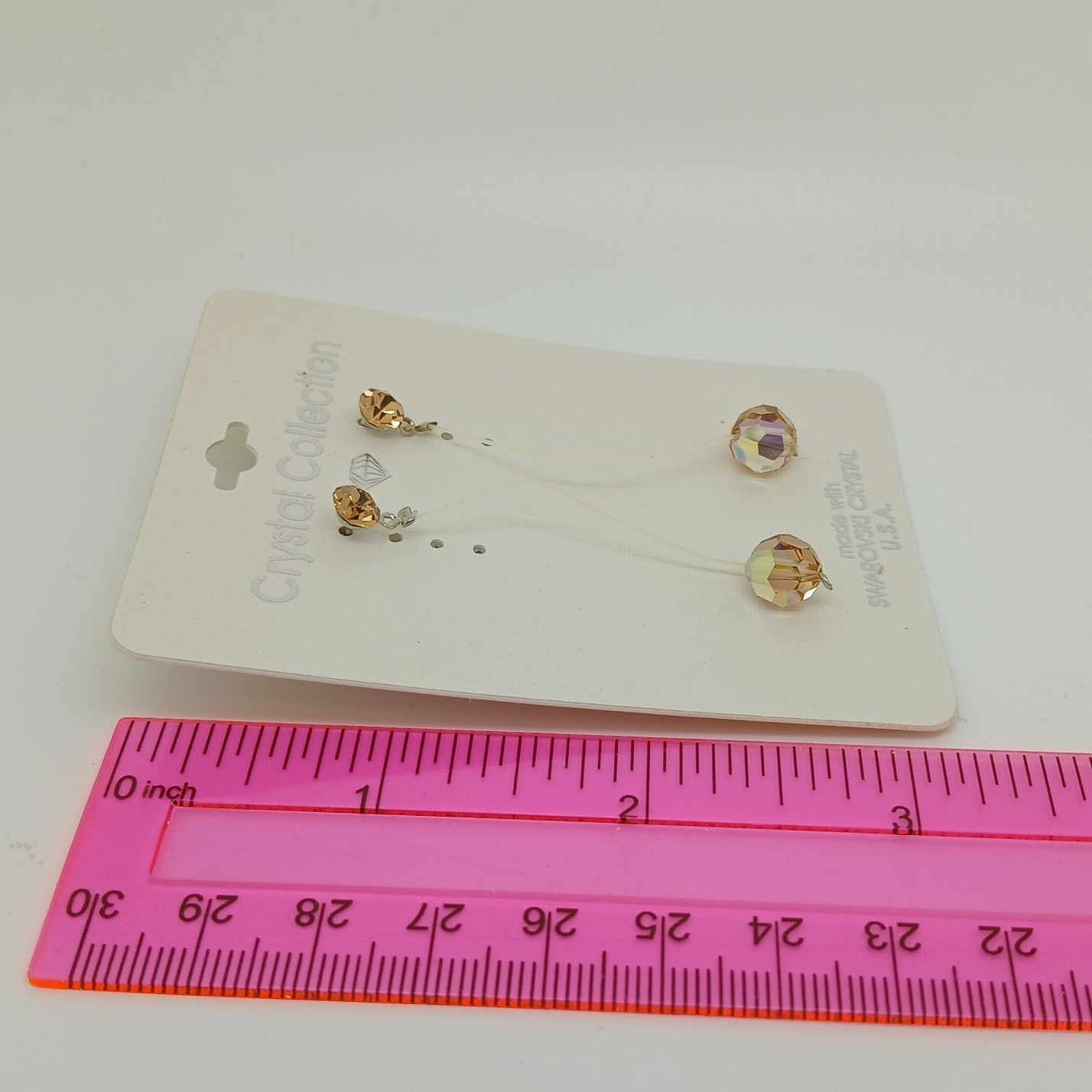 Vintage 1990s Swarovski Crystal Drop Earrings Amber New Old Stock USA Made