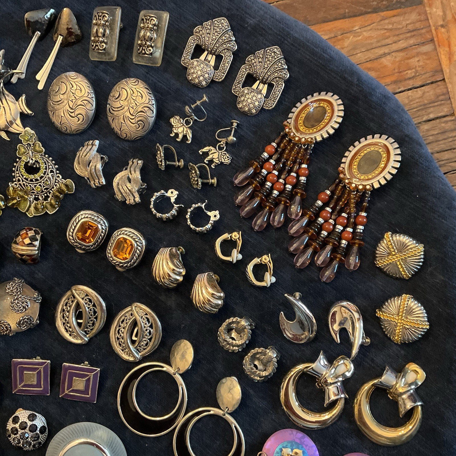 HUGE Lot Vintage Clip On Screw back Earrings TRIFARI Corolite Coro Marino Napier