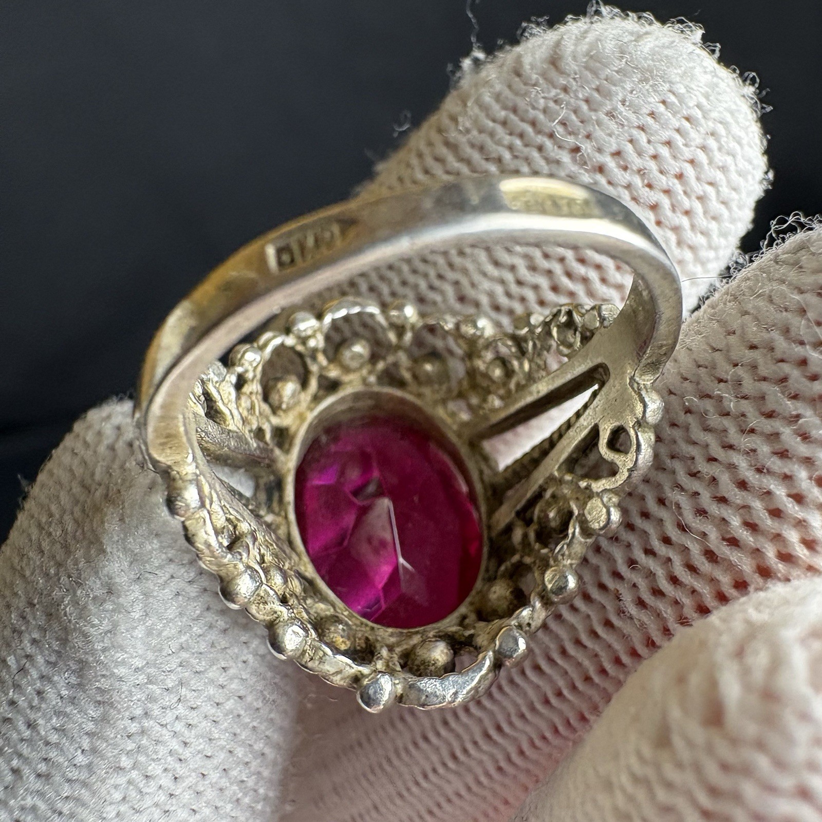 Vintage Ring Silver 875 Soviet Era Ruby size 6.5