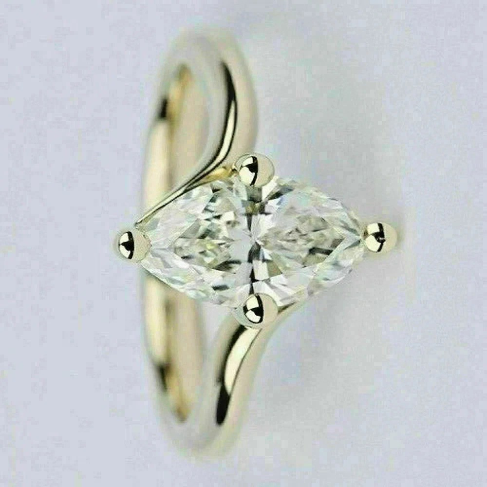 Marquise Cut 2.2Ct VVS1 Lab Created Diamond Wedding Anniversary 14K Gold FN Ring