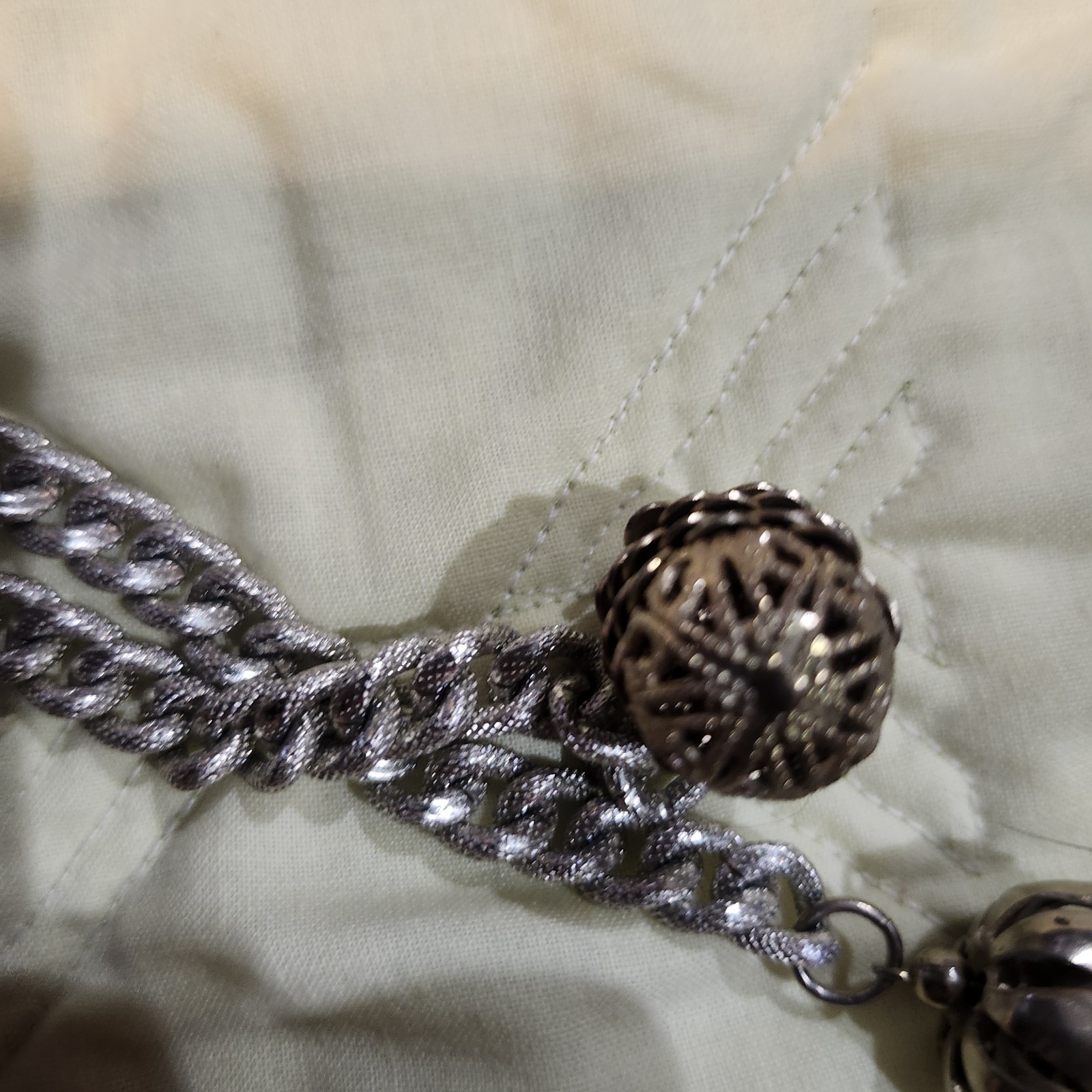 vintage silver-tone lariat necklace a twisted rope chain and Acorn Style end