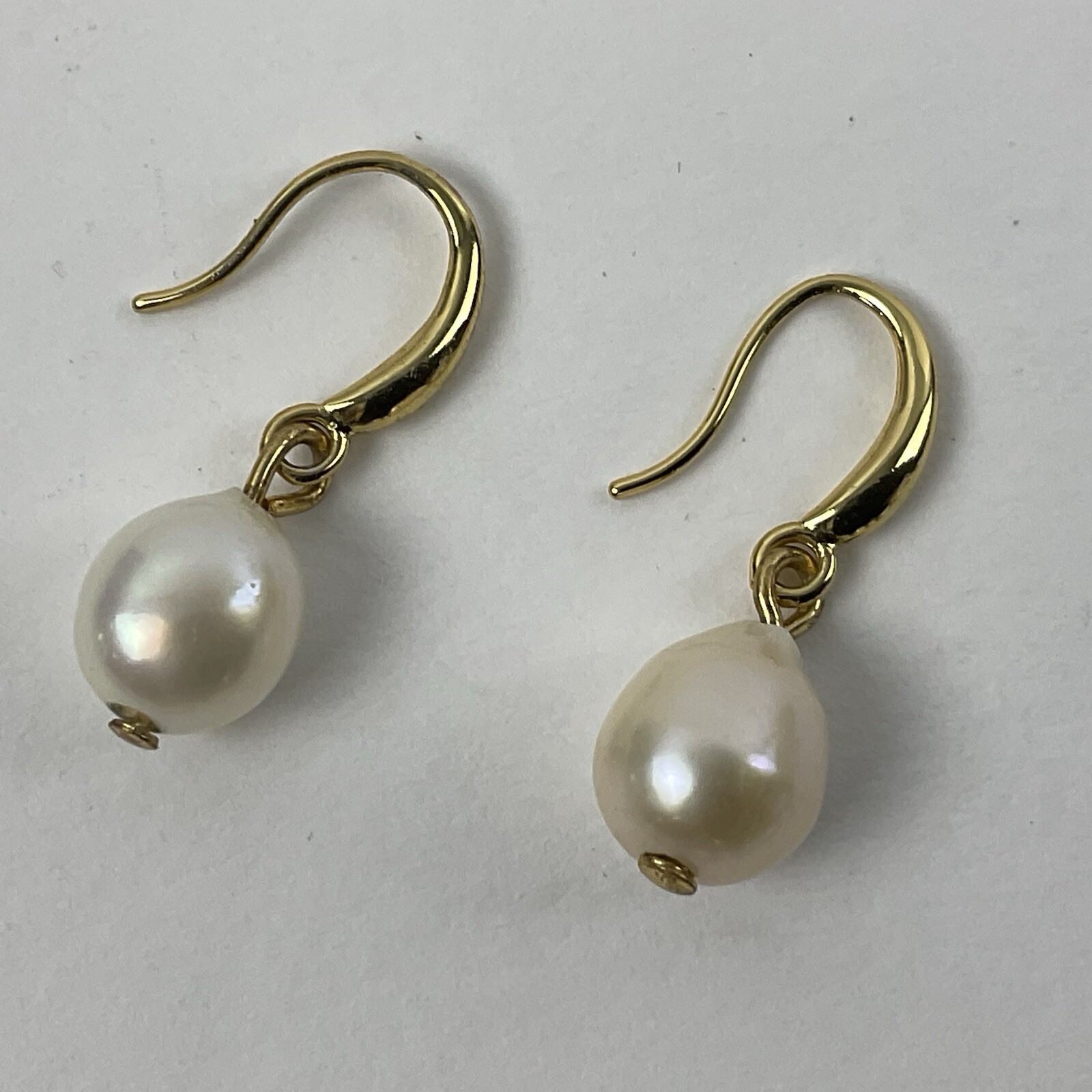 Vintage White Pearl & Gold Filled Beads Necklace Near Round 18″ Gift Earrings