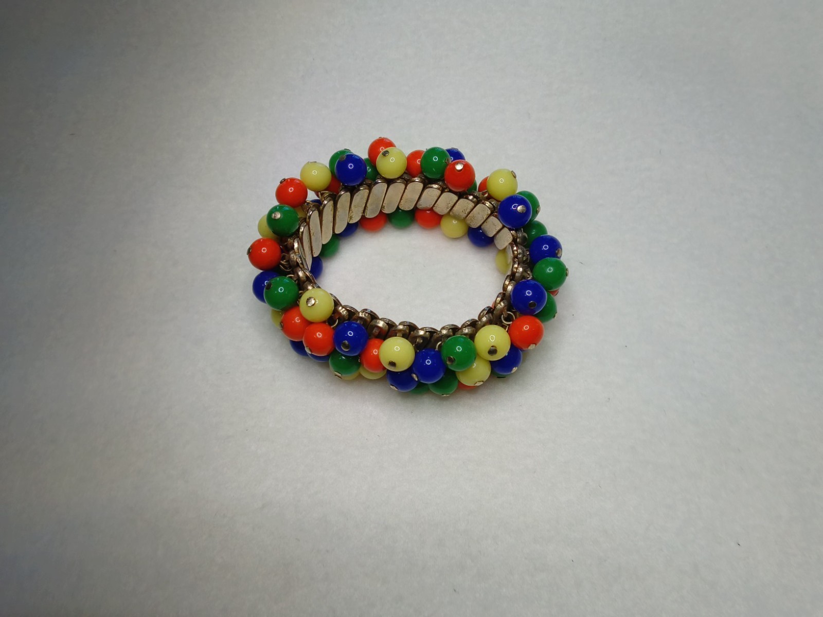 Vintage 1950’s Cha Cha Expansion Bracelet, Glass Multi Colored Beads