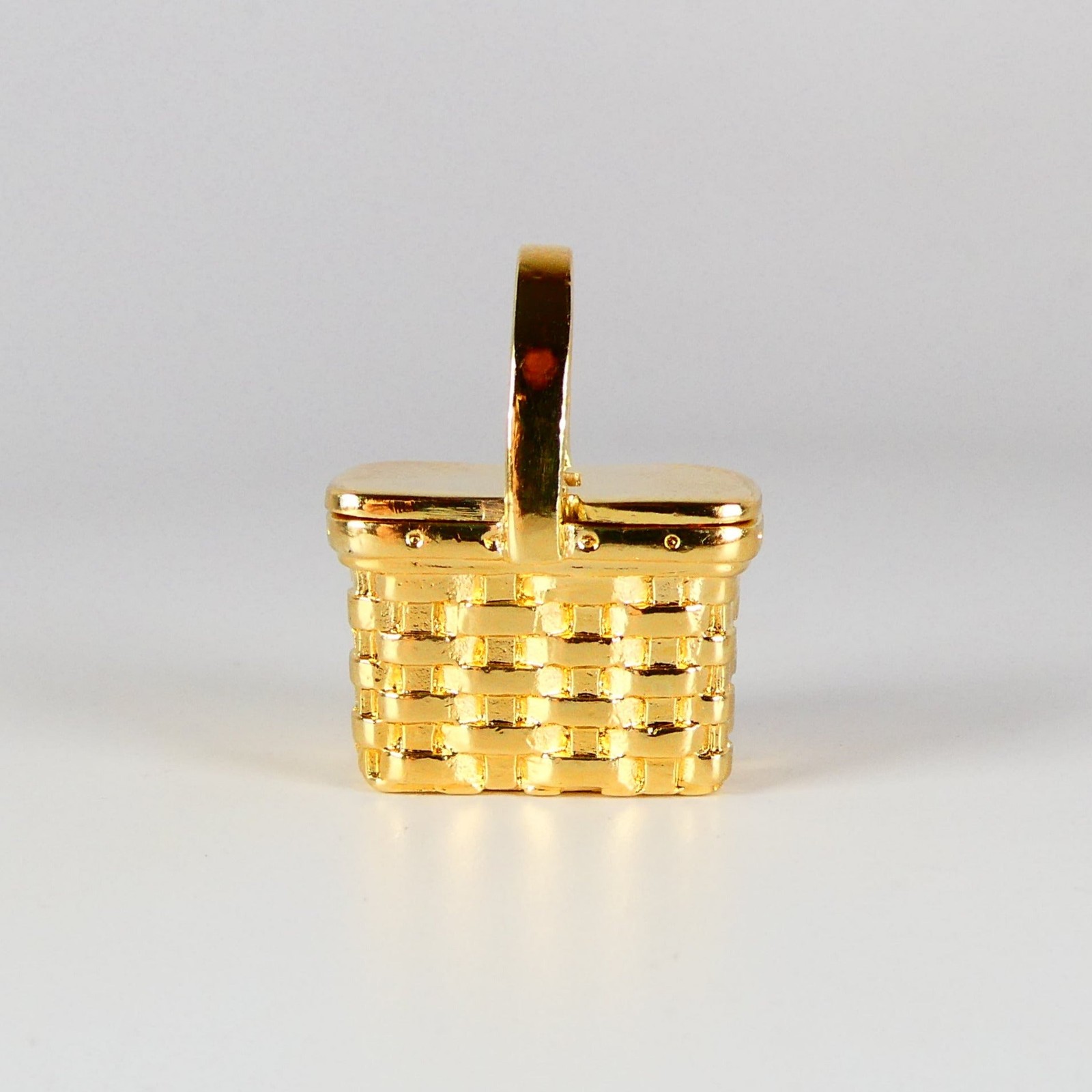 Gold Vermeil over Sterling Silver Picnic Basket Pendant Movable Brown County
