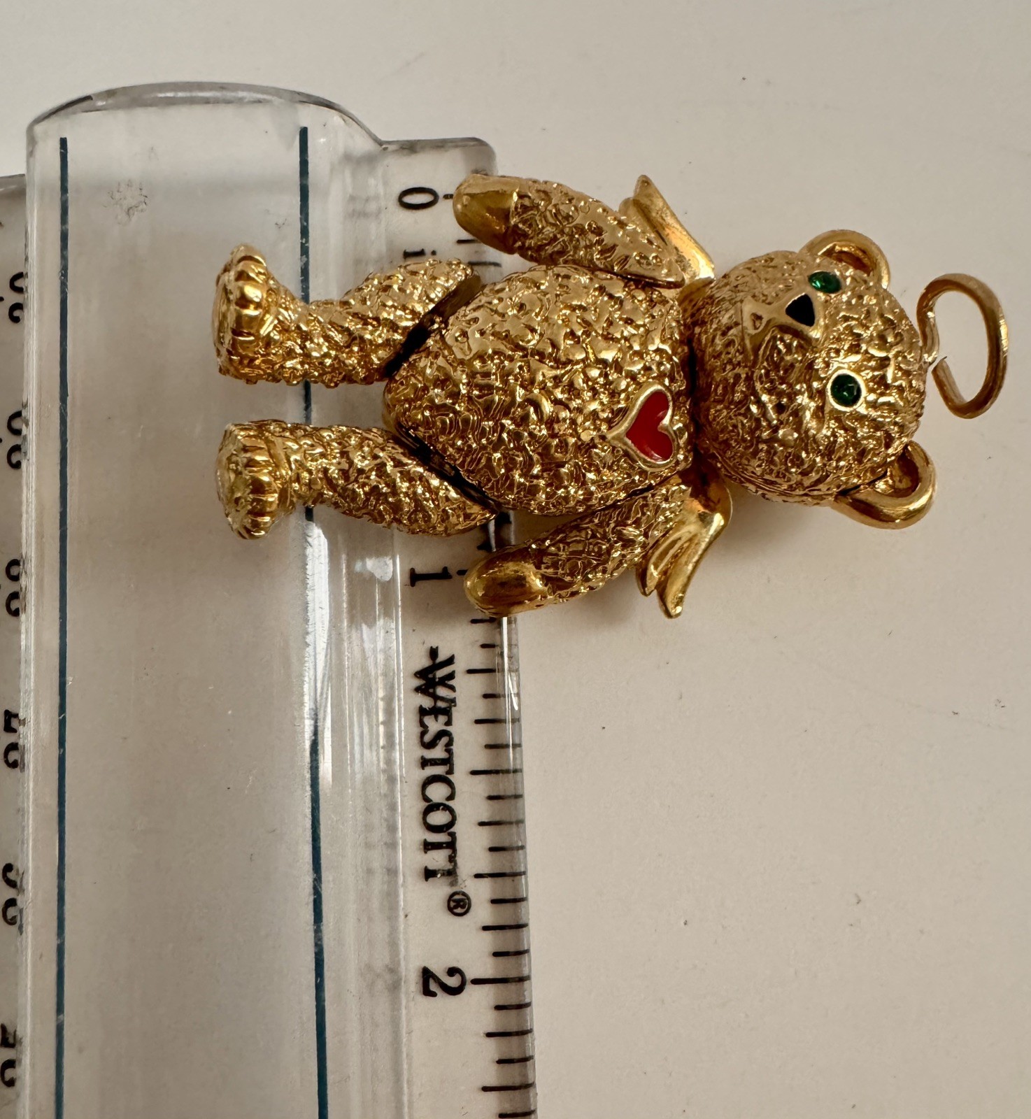 Vintage 1996 BATYA Signed Articulated Gold Tone Angel Bear Brooch Pin Pendant