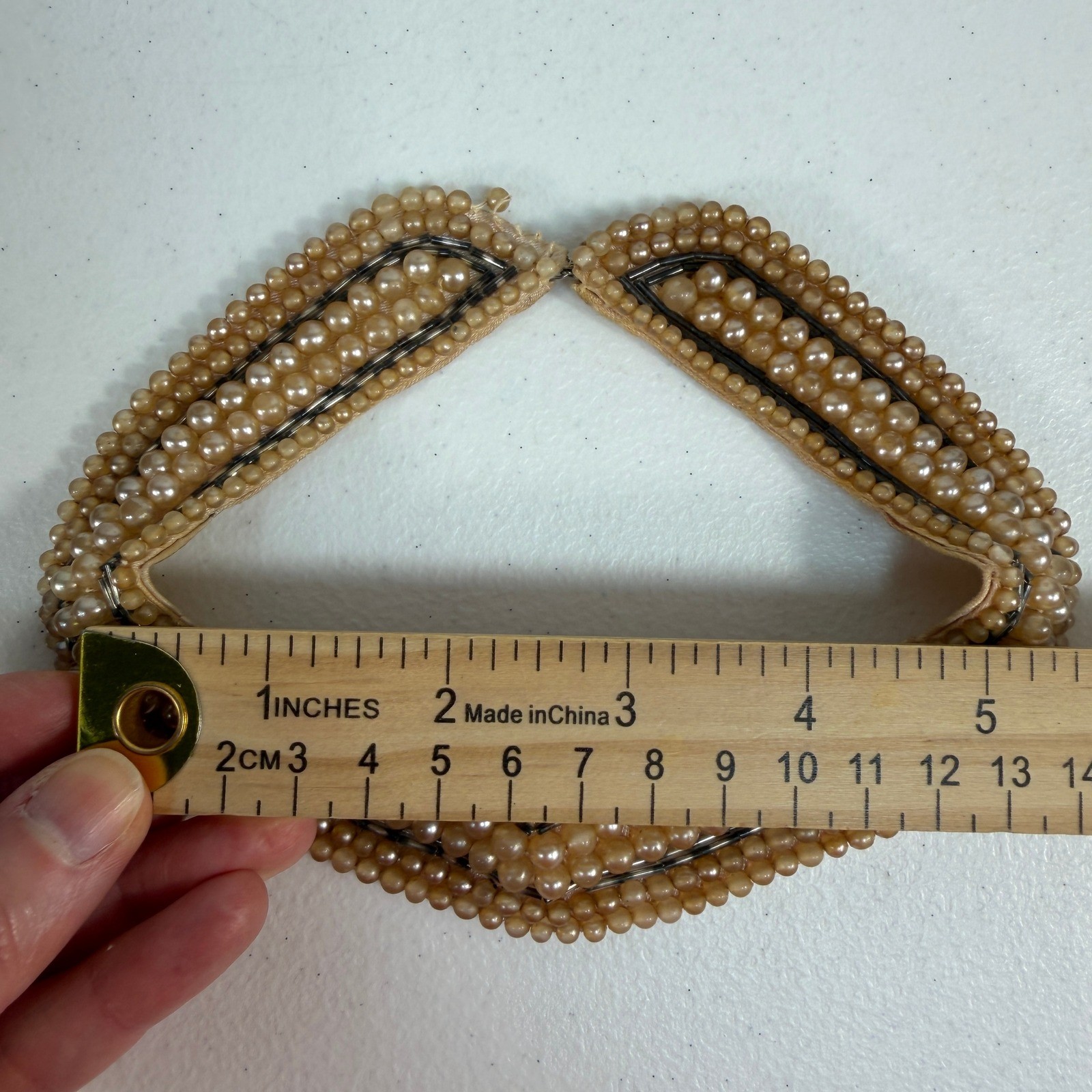 Vintage Necklace Choker Collar Faux Pearl Beaded Mid-Century Old Hollywood Glam