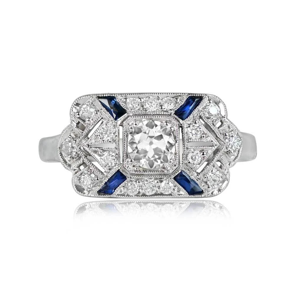 2.25Ct Vintage Art Deco style Lab Created Diamond Wedding 14K White Gold FN Ring