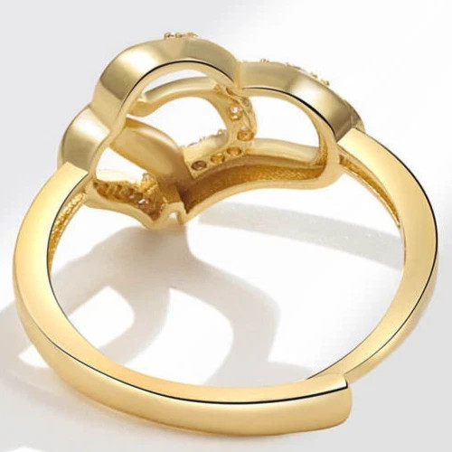 10K Yellow Gold FN 0.20TCW Round Cut White Moissanite Heart Design Bride Ring