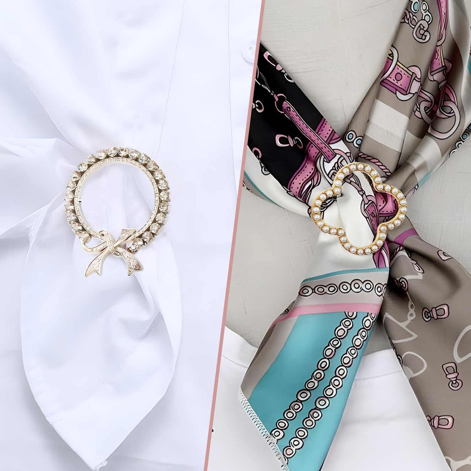 10 Pack Scarf Ring Clip T-Shirt Tie Clips for Women, Scarf Ring Clothes Corner K