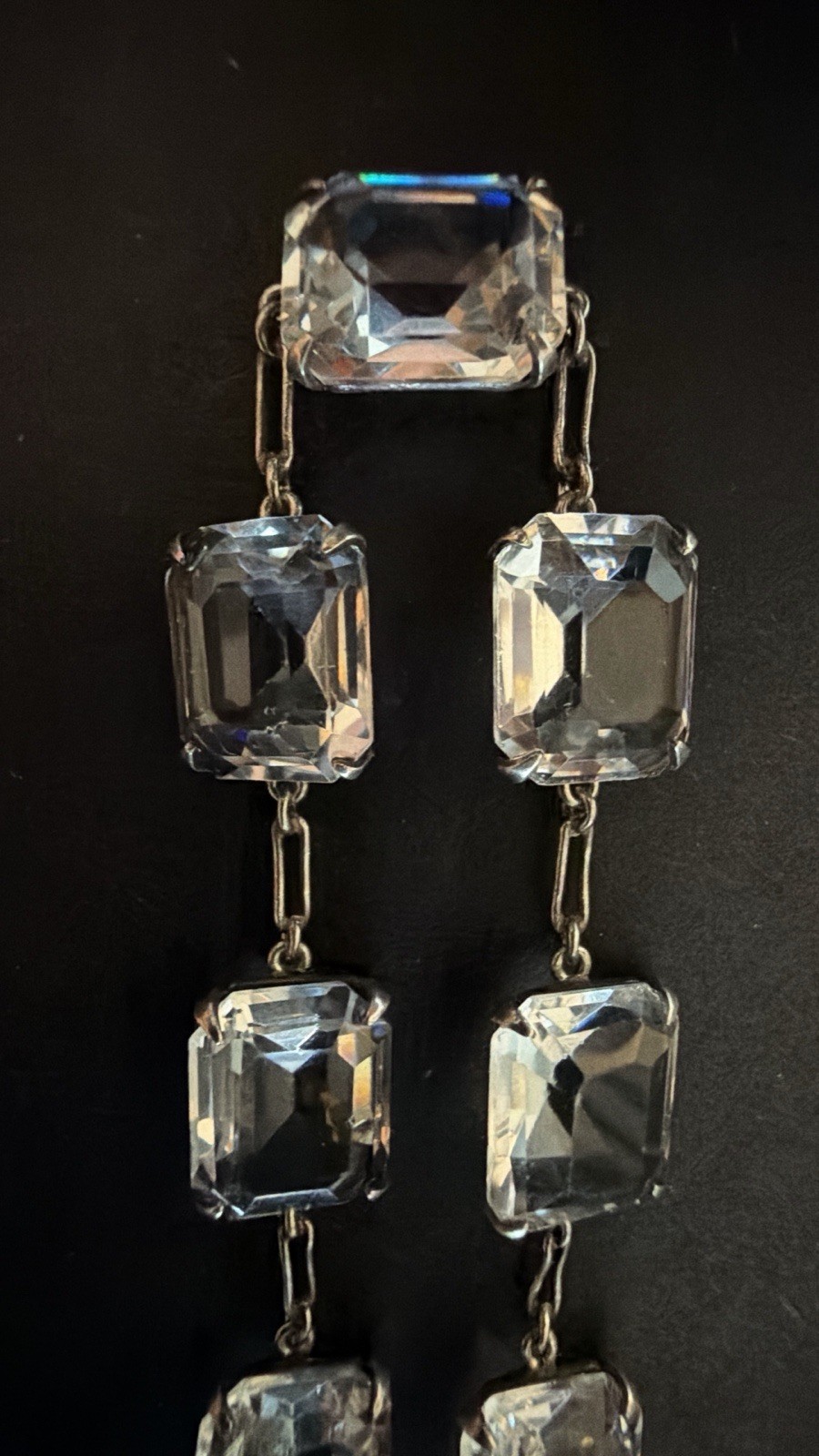 6.75” Bracelet Antique Vintage Art Deco Rock Crystal Quartz Sterling Japan