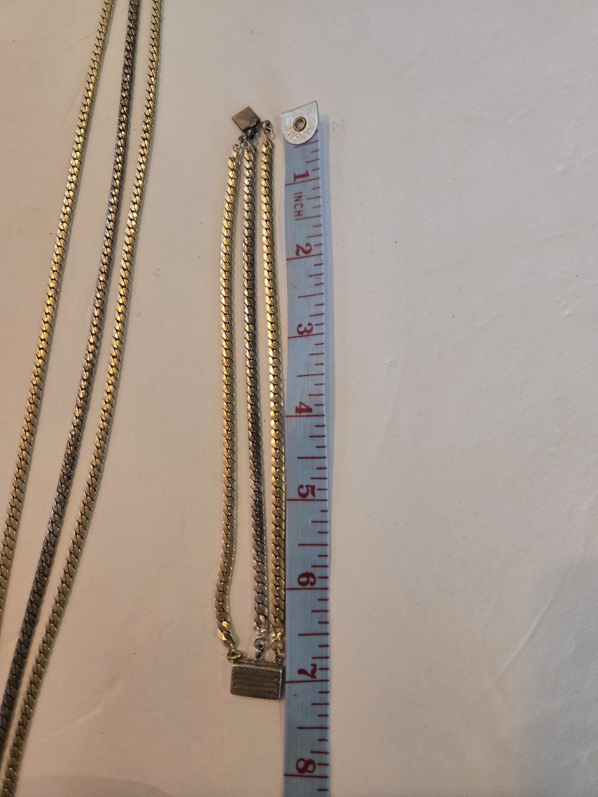 Vtg Sterling Triple Strand Bracelet and Necklace SET silver and goldtone 925