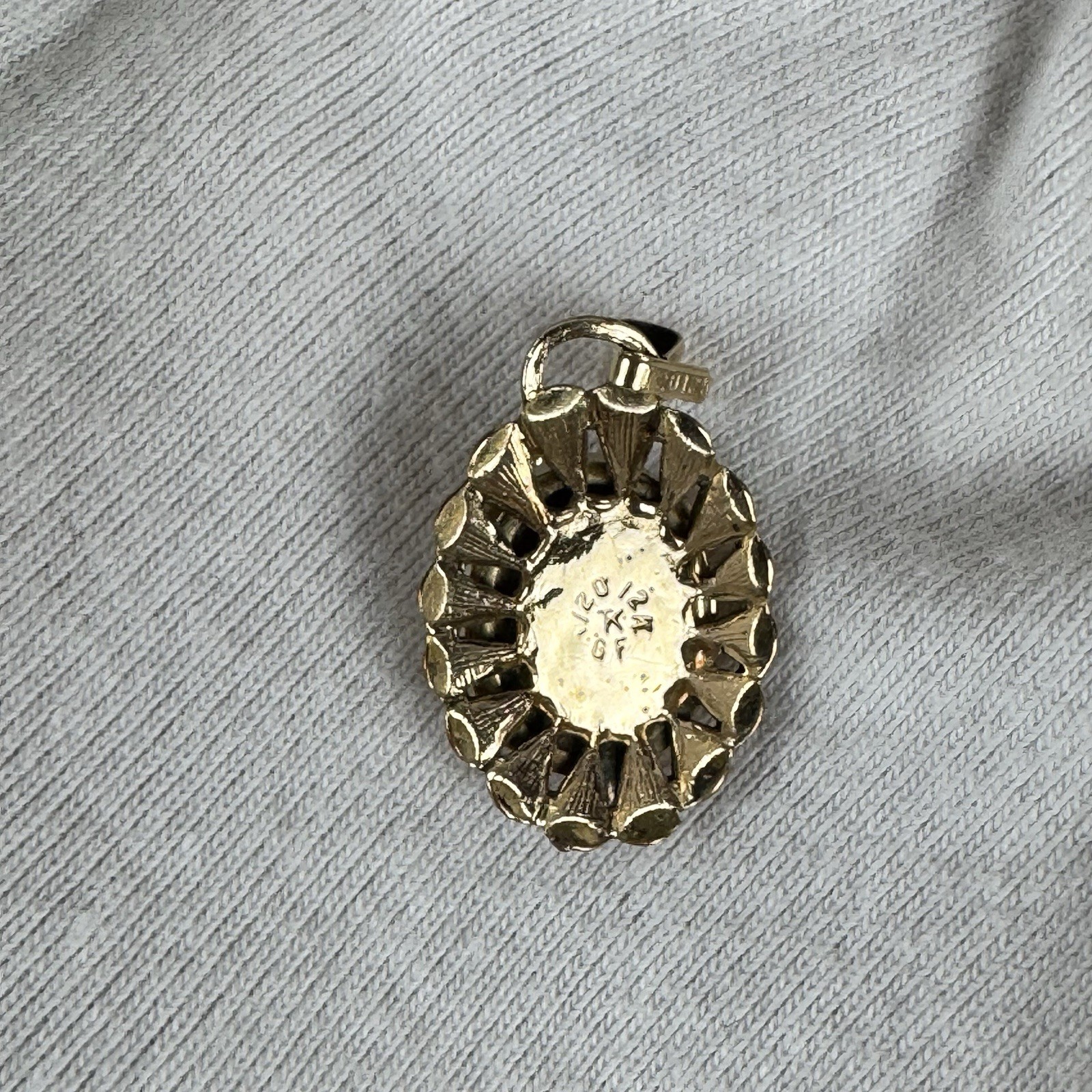 Vintage Gold-Filled Pendant w/Opalescent Glass Cabochon Mid-Century Opalite