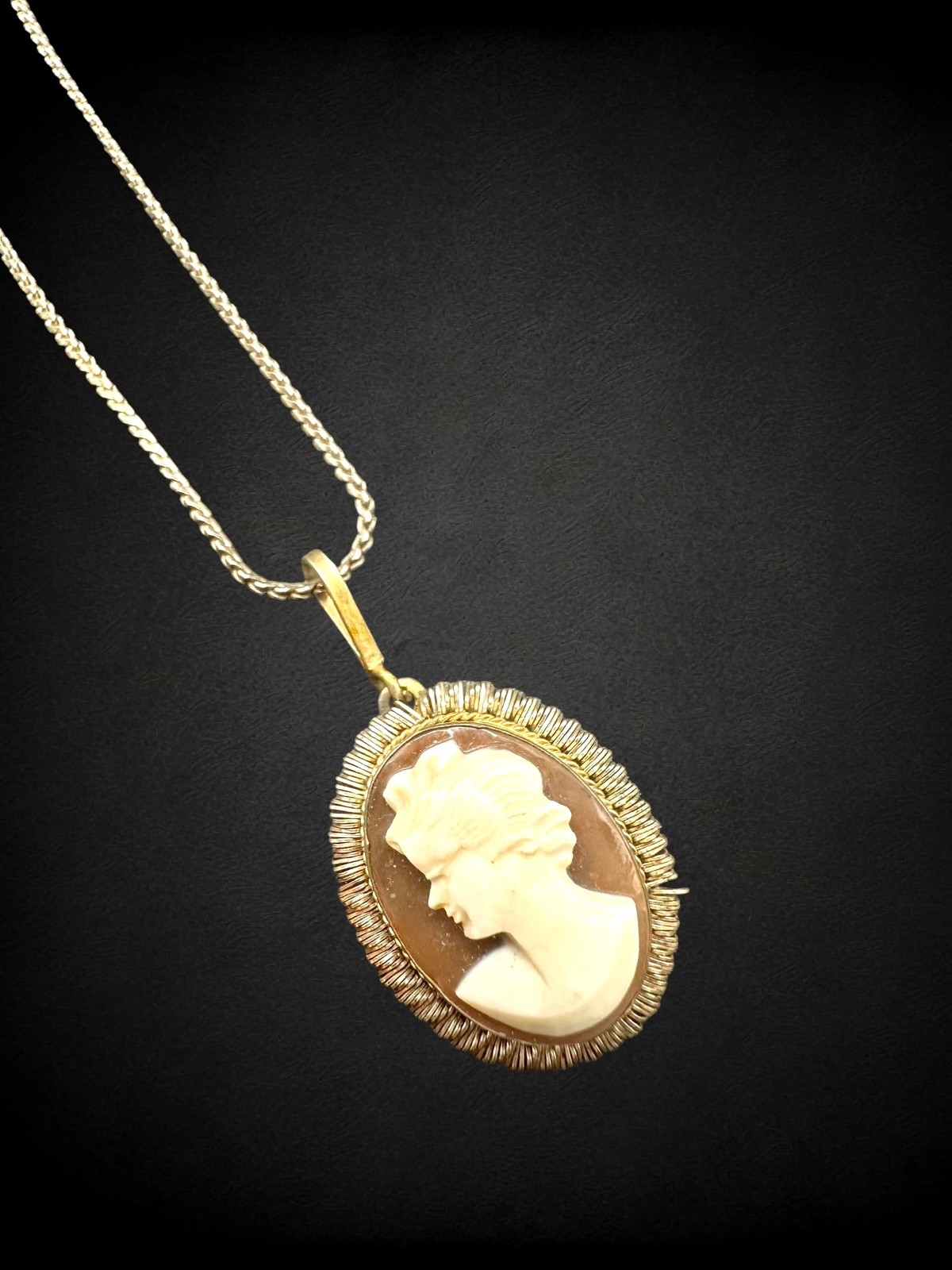 Vintage Italian Cameo 800 Silver Jewelry Set in Box Ring Necklace Earrings