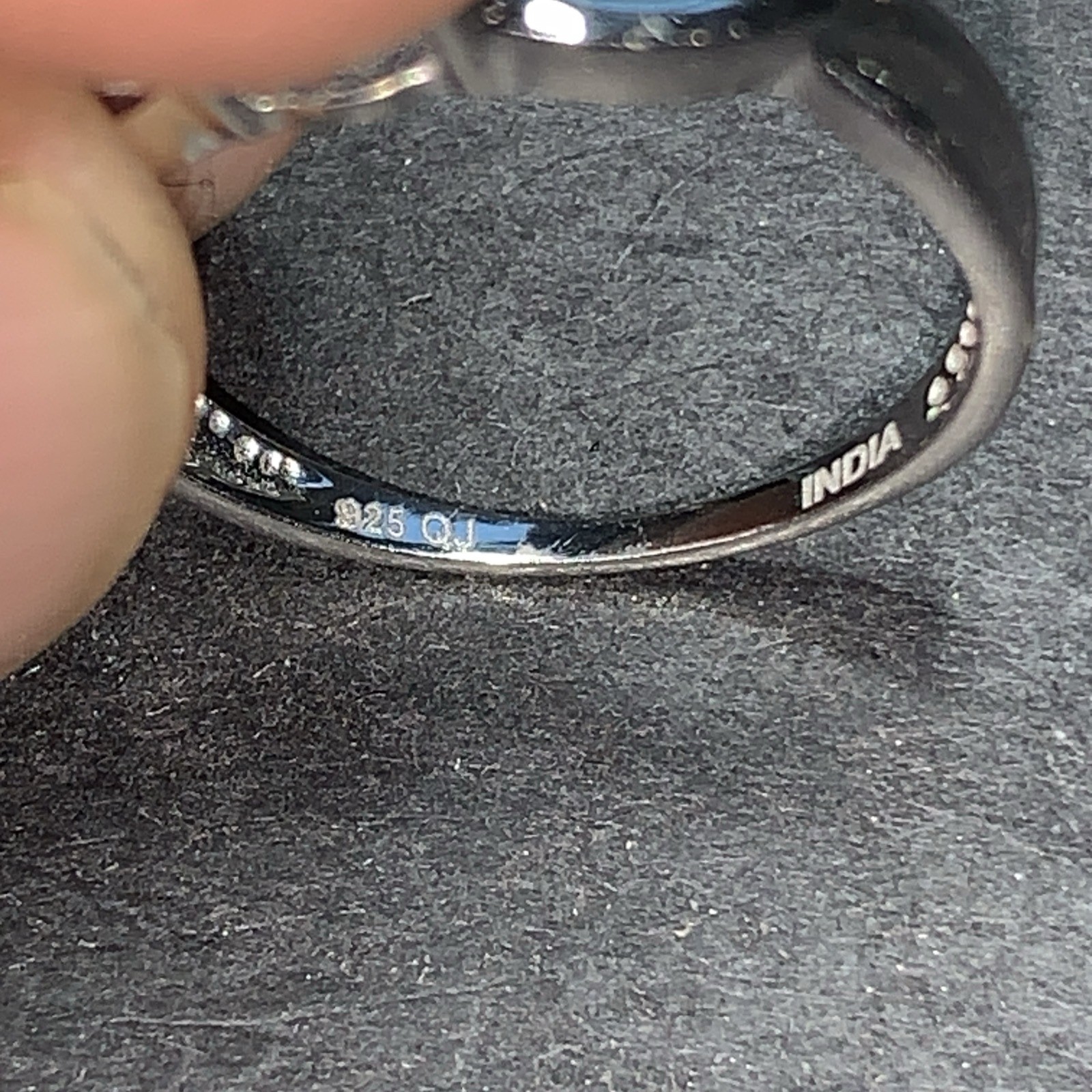 STERLING SILVER 925 Lot Ring W76 India QJ Light Blue Crystal Fancy Modest Band