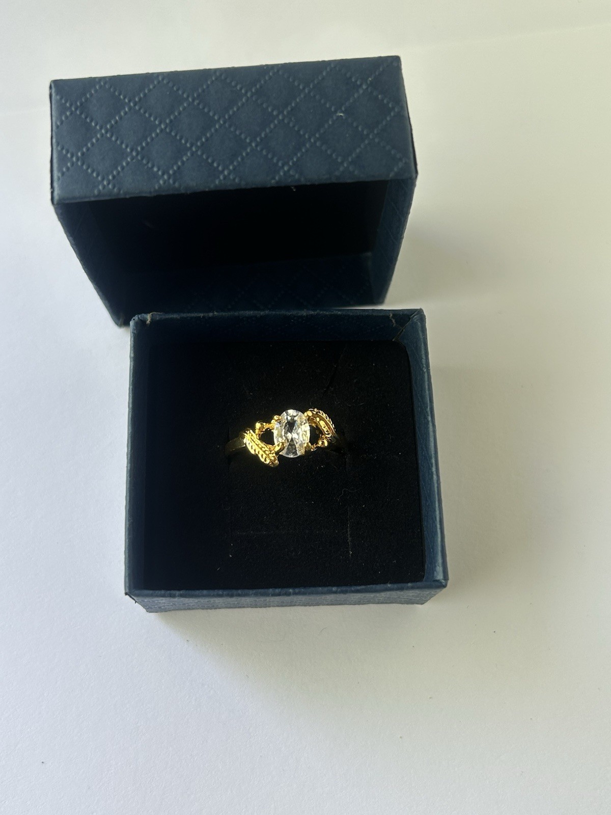 Vintage Clear Cubic Zirconia Ring Gold Plated Womens Size 10