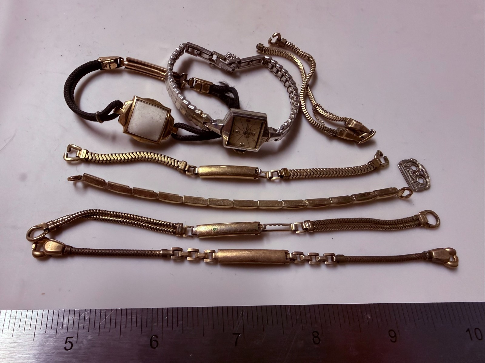 Collection Lot Amazing Vintage Gold Filled Wristwatch Parts Bands ETC – X12