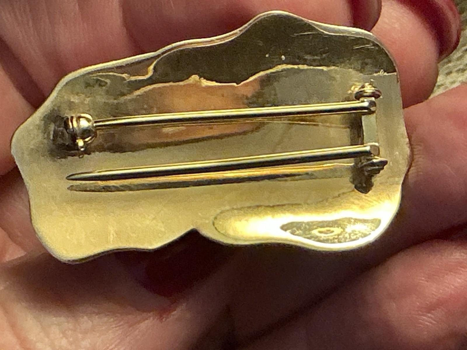 Solid 14k Gold William Ruser “The Two Angels” Brooch Fur Clip 30g Ruby Sapphire