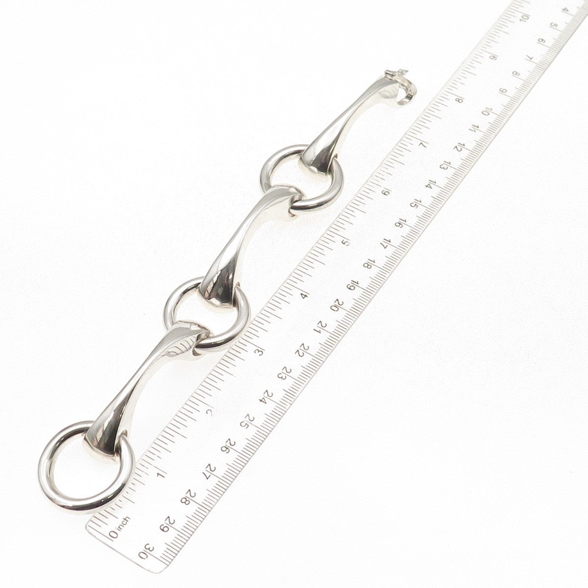 Gayer & Krauss 835 Silver Vintage Germany Horsebit Modernist Bracelet 6.75″