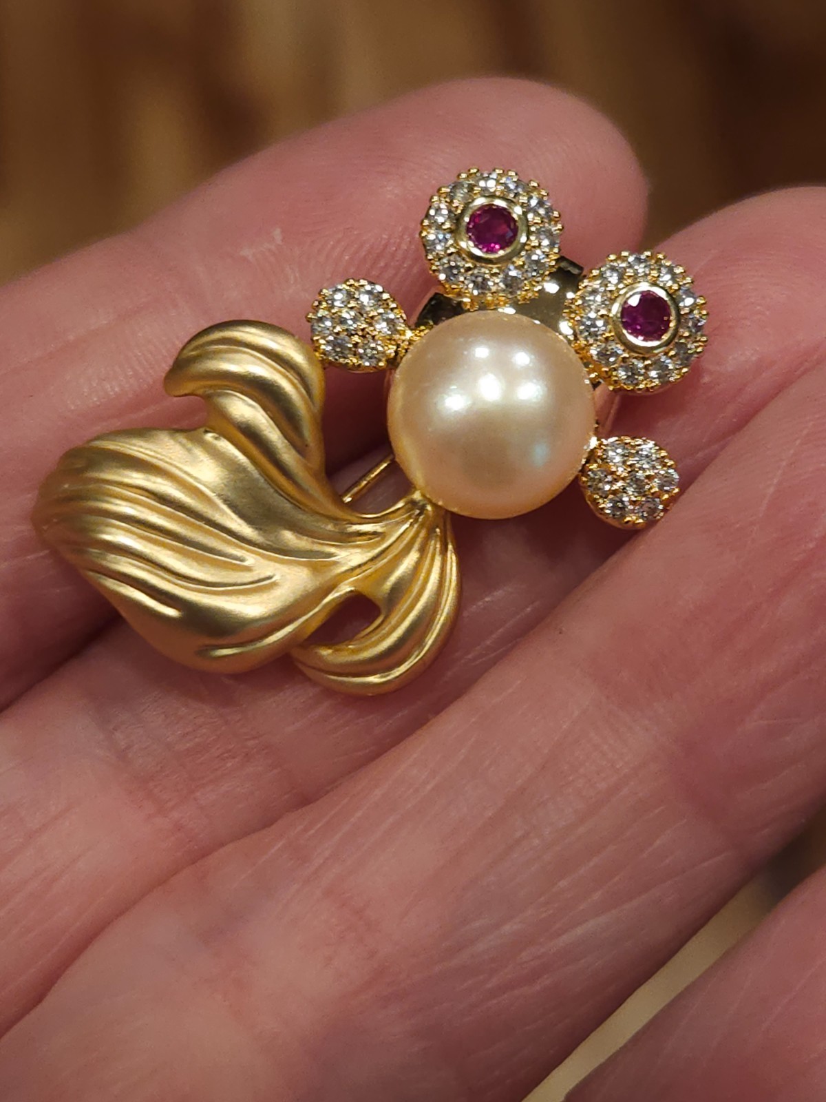 Freshwater Pearl Koi Goldfish Brooch Pin Mothers Day Gift DAZZLING!