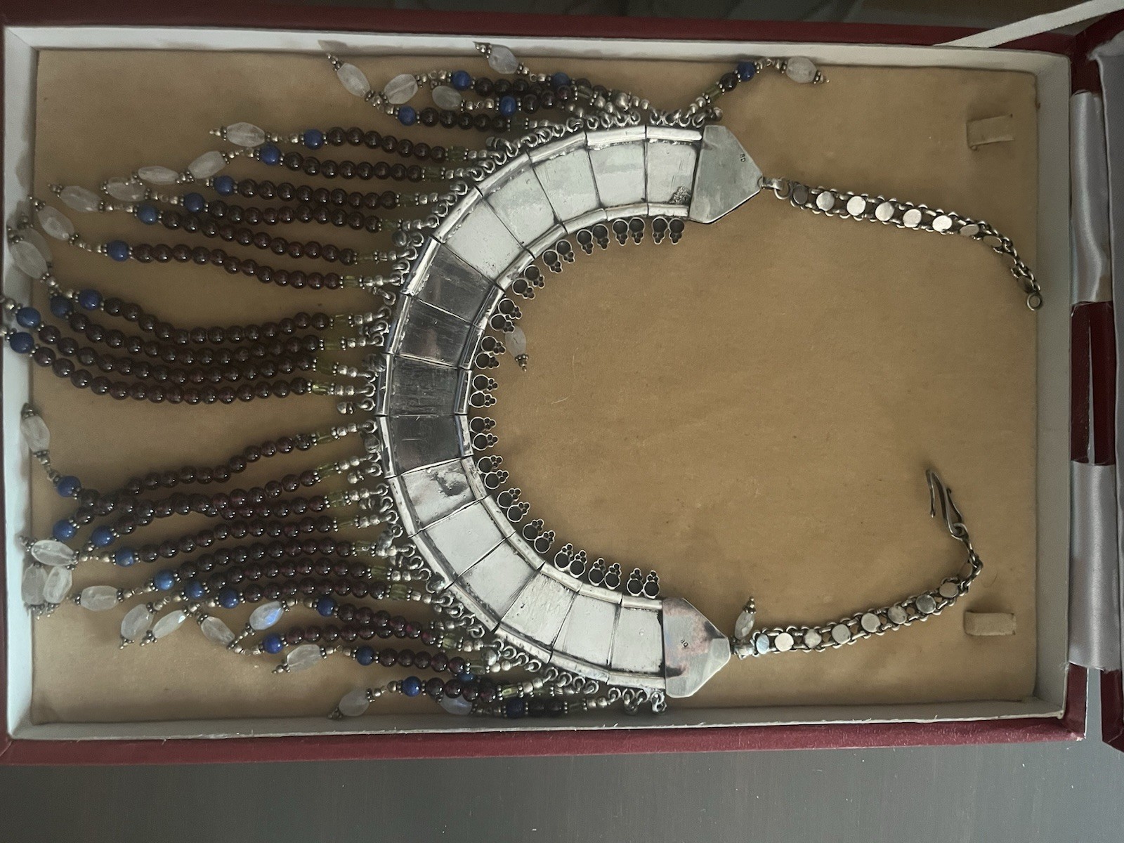 Vintage Silver Rajasthan Style India Tribal Collar Necklace 235 grams