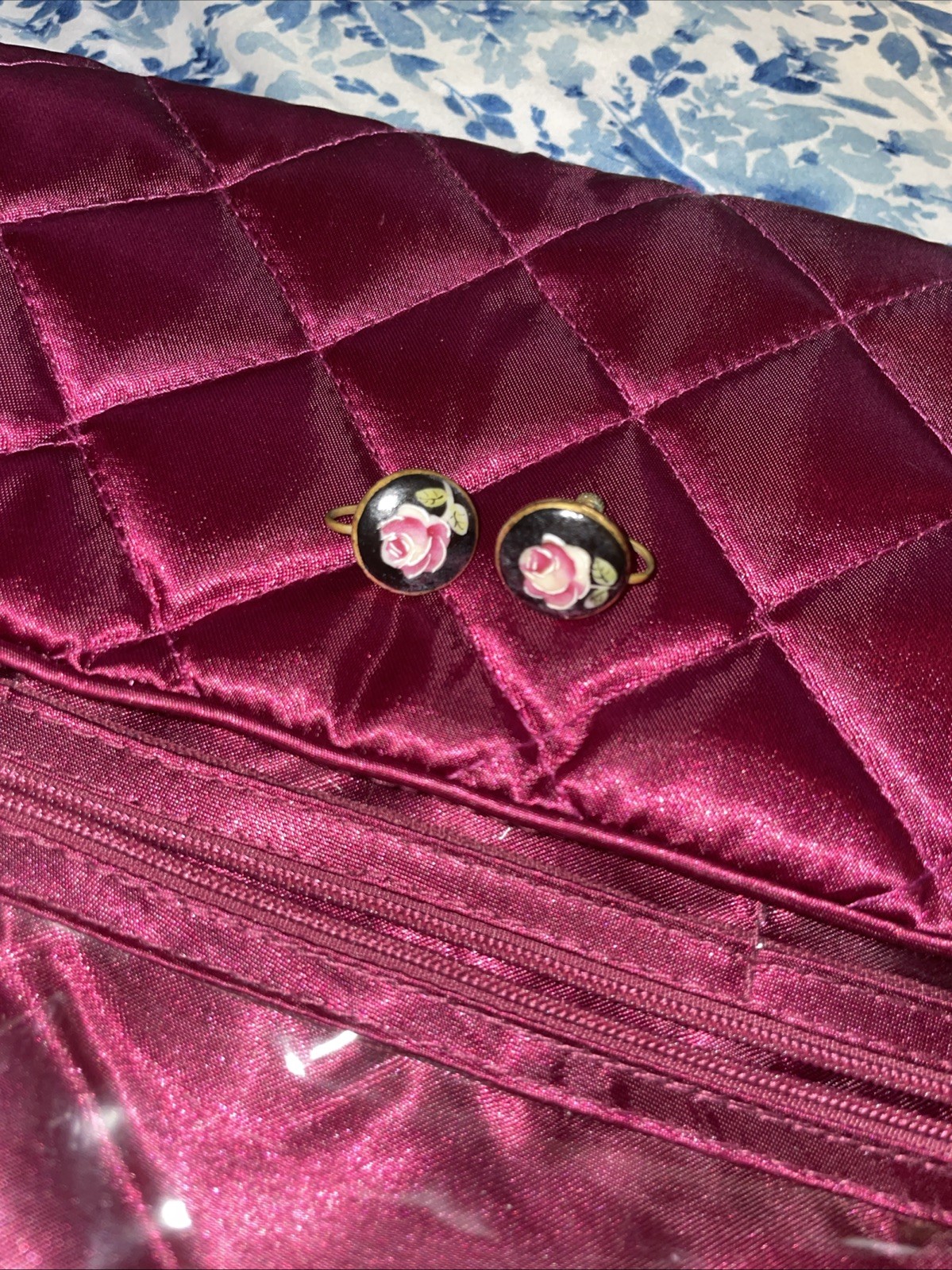 Antique Screw Back Earrings. Very Old And Very Pretty. Roses On Them!