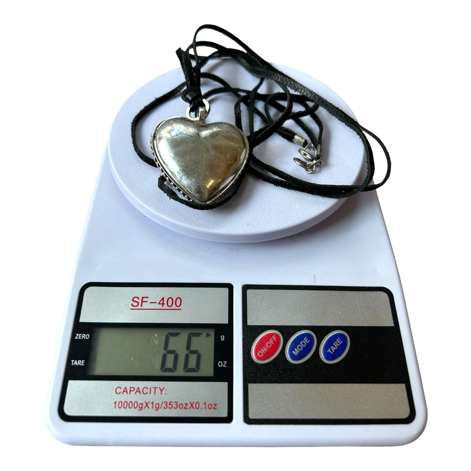 Vintage Silver Tone Heart Locket Necklace Black Leather Boho