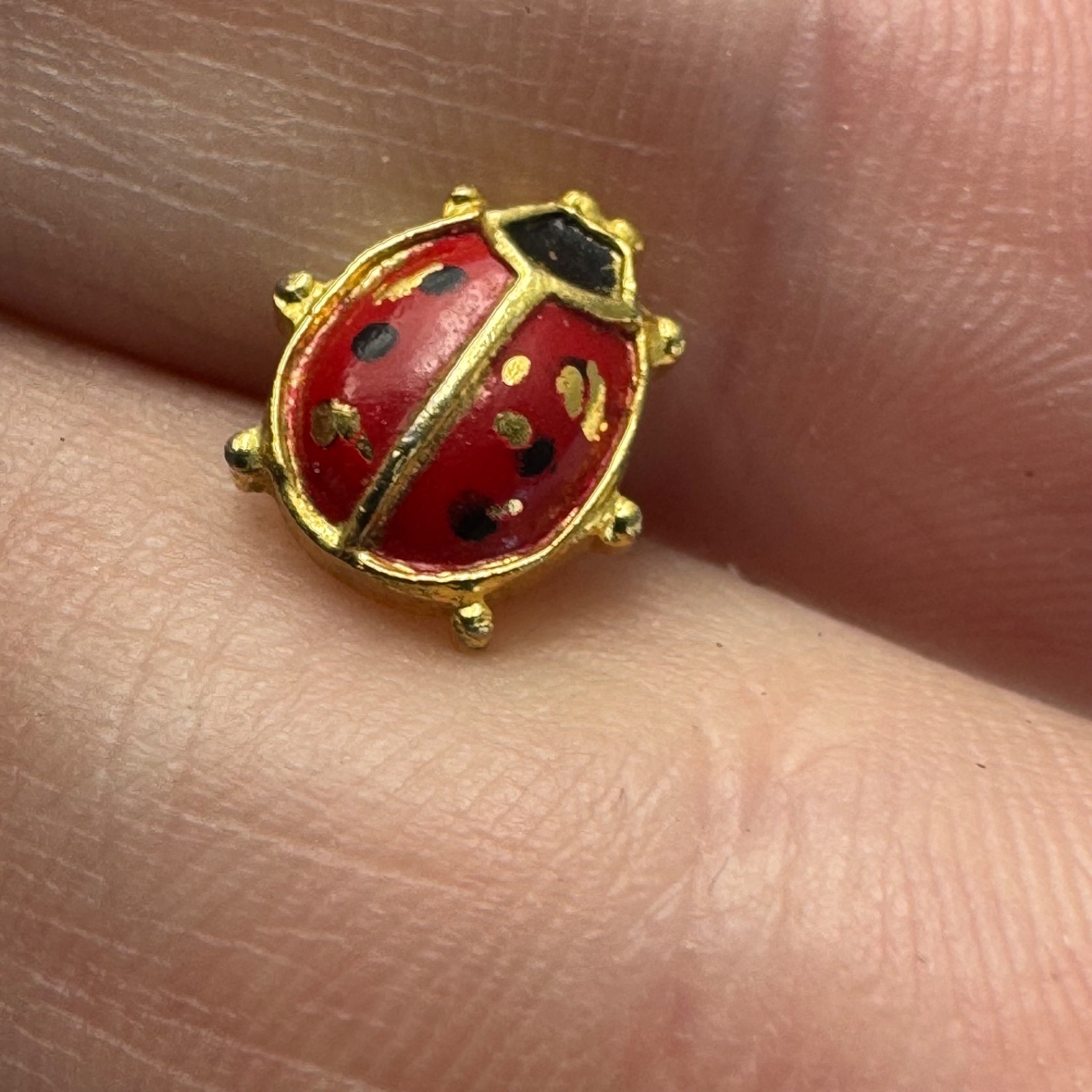 Ladybug Enamel Lapel Pin Lucky Garden Insect Spring 90s Brooch Vintage Gold Tone