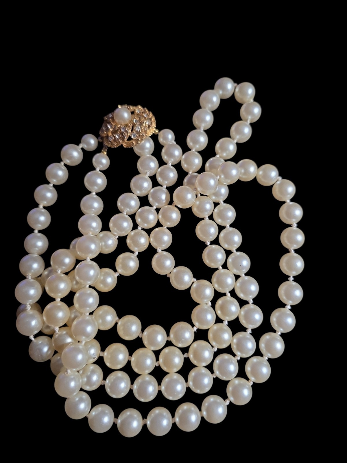 Vintage Faux Pearl Double Strand Pearls 25 in