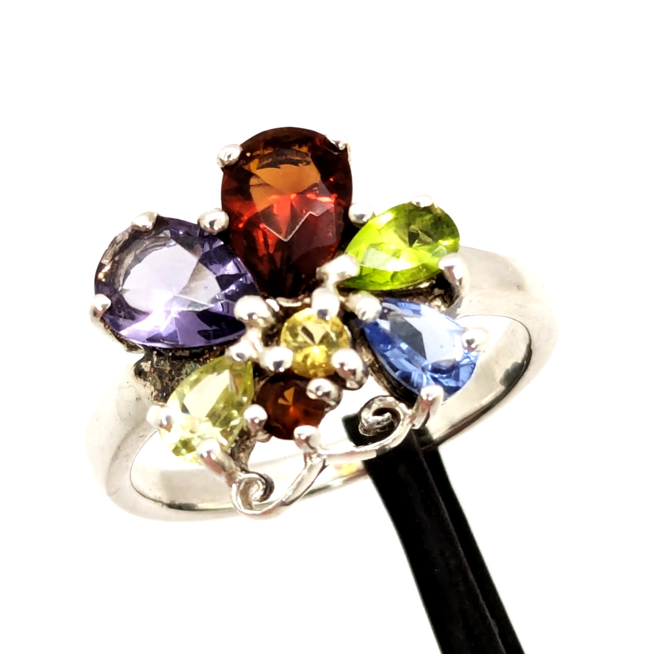 Vintage Luxury RING “Samotsvety”Silver 925 with Bright Stones -size: 7.5US| #127