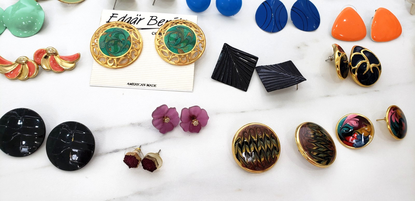 Vintage 80’s 90’s Lot 51 Costume Jewelry Earrings Chunky Bright Gold Tone Etc..