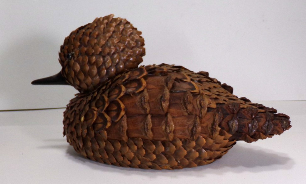 Handmade Pine Cone Duck Folk Art Figurine Rustic Craft WV14