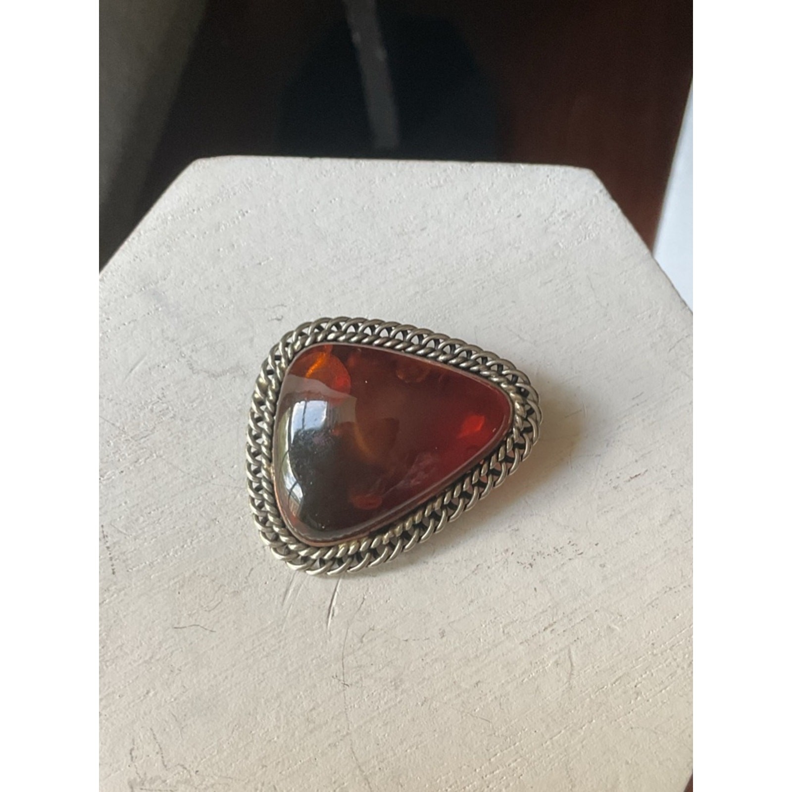 Vintage Baltic Amber Modernist Brooch Pin