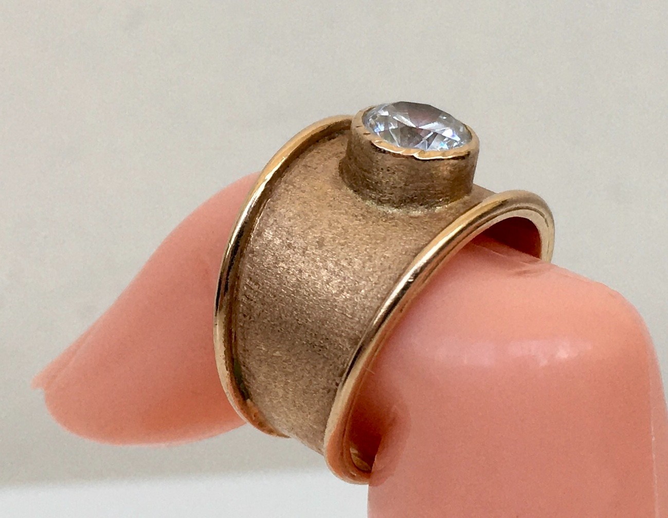 Vintage Original Soviet Solid Rose Gold Rock Crystal Ring 583 14K USSR Ring
