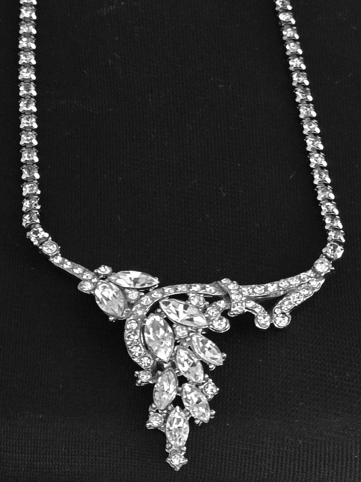 VTG KRAMER STATEMENT MARQUISE CRYSTALS NECKLACE CHOKER☆BRIDAL/ANNIVERSARY☆EC☆17″
