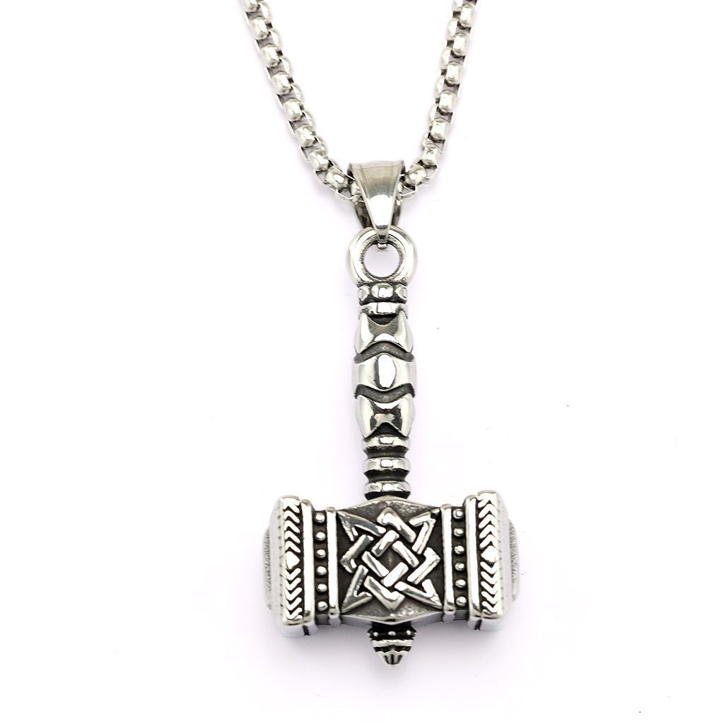 Stainless steel hammer-shaped pendant necklace