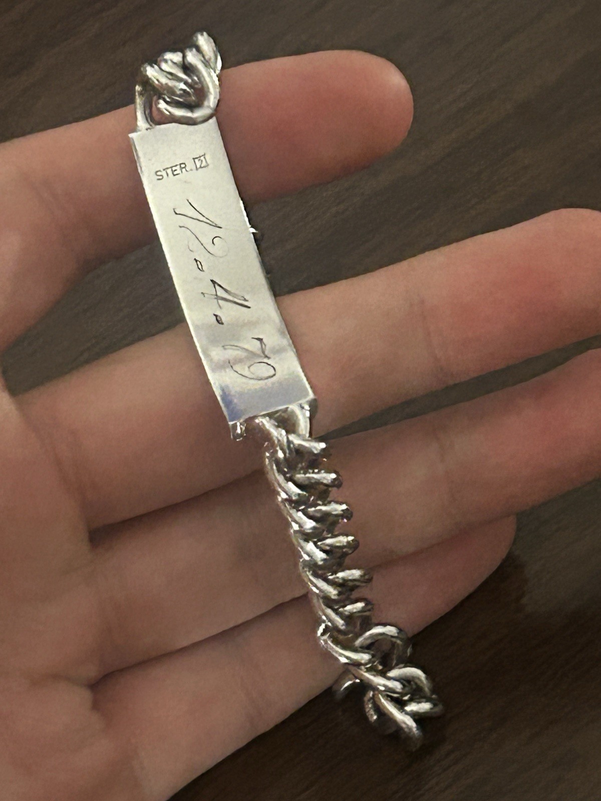 Overmarked Sterling Silver “Master” 8 Inch Military ID Bracelet 43g Please Read