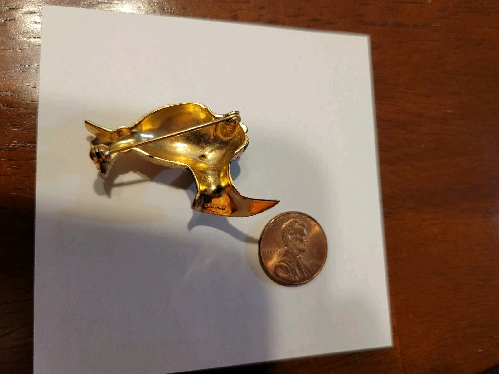 Vintage Art Decor Style Blackamoor African Nubian Queen Gold Tone Brooch 50’s