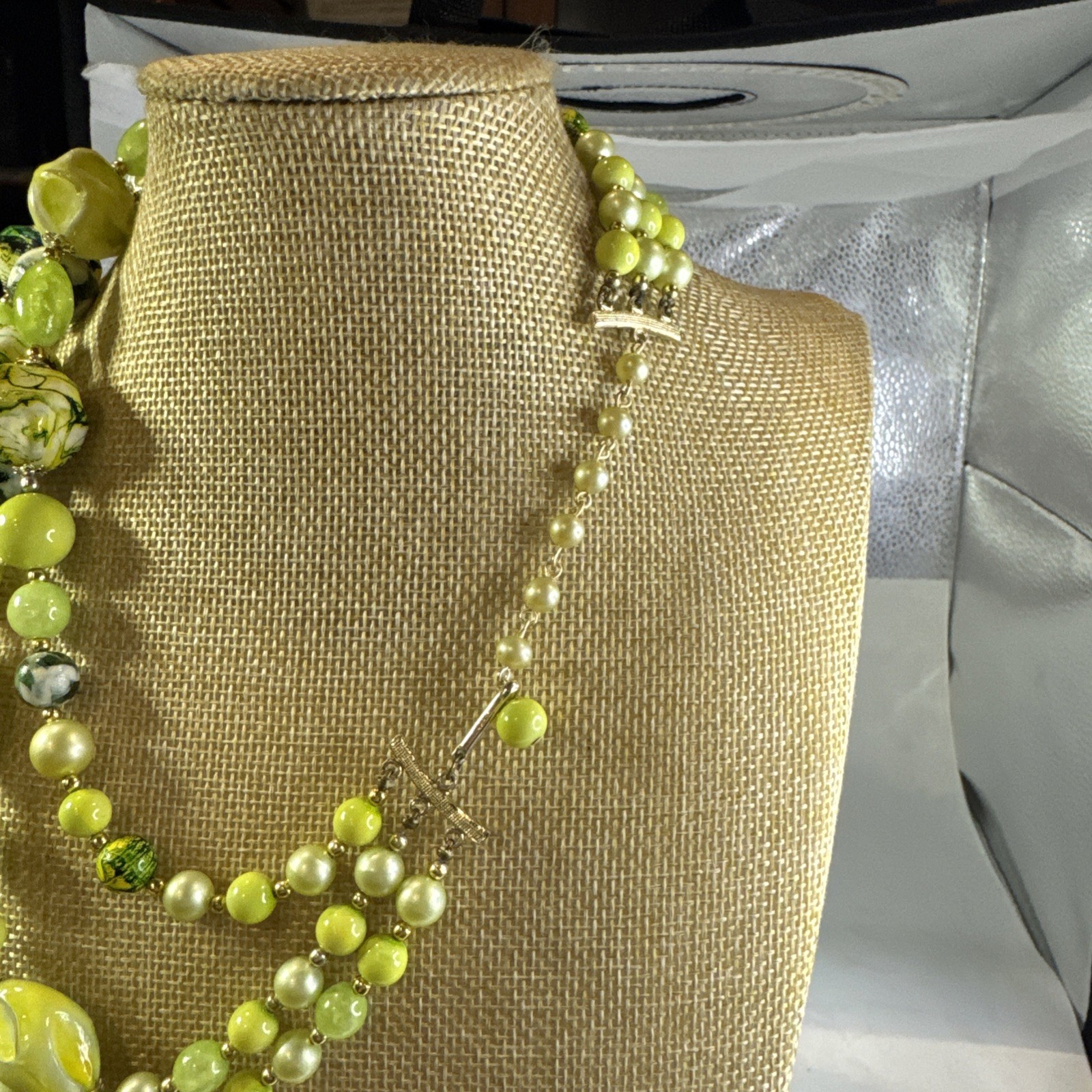 Vintage JAPAN necklace triple strand 16-18”