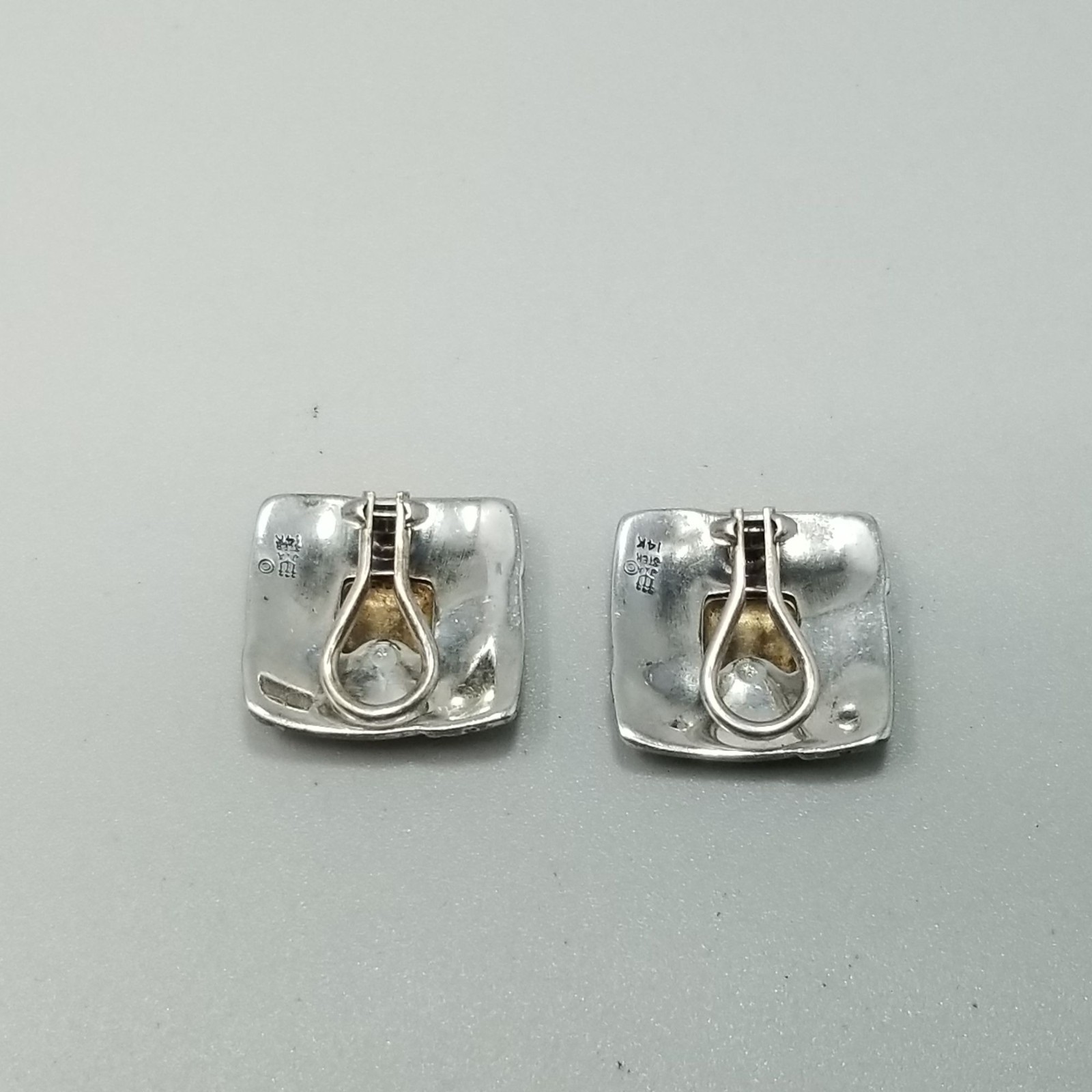 Retired James Avery 14k and Sterling Silver Celtic Square Clip On Earrings
