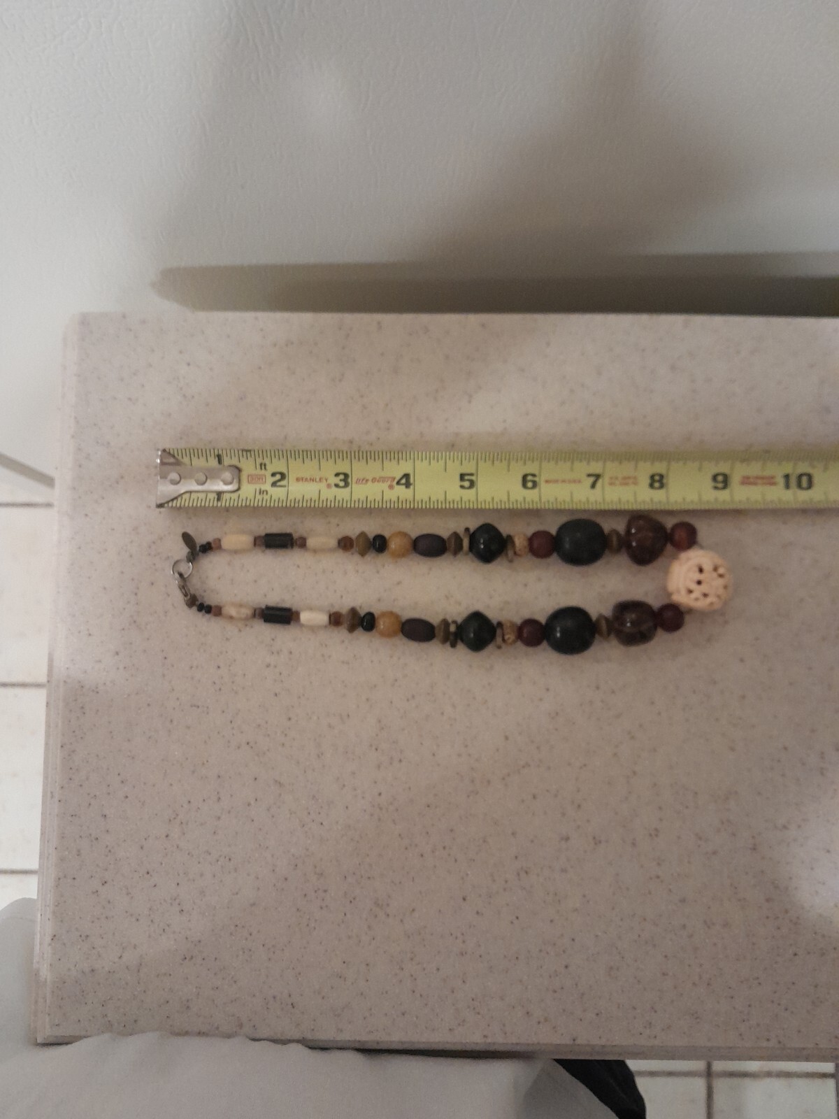 Vintage Teresa Goodall necklace signed ~multiple beads one carved bead Artisan